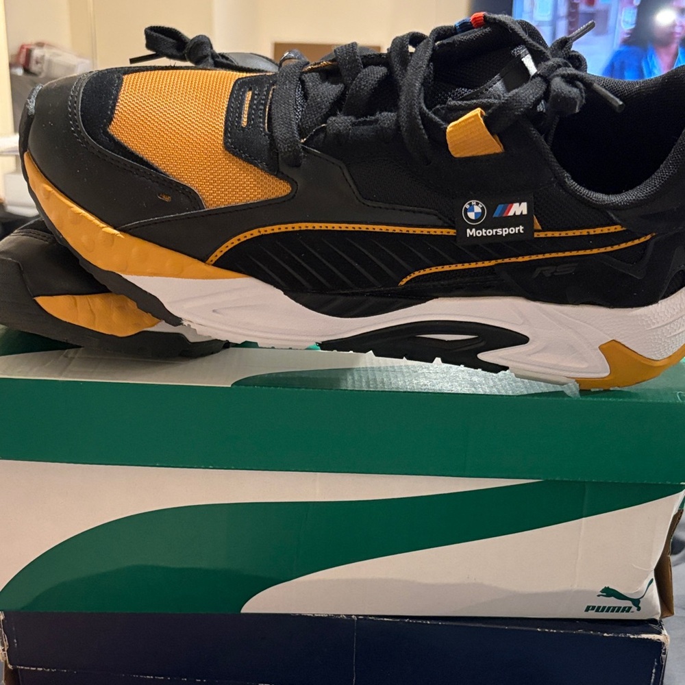 Puma BMW Motorsport Men's Black and Gold Sneakers